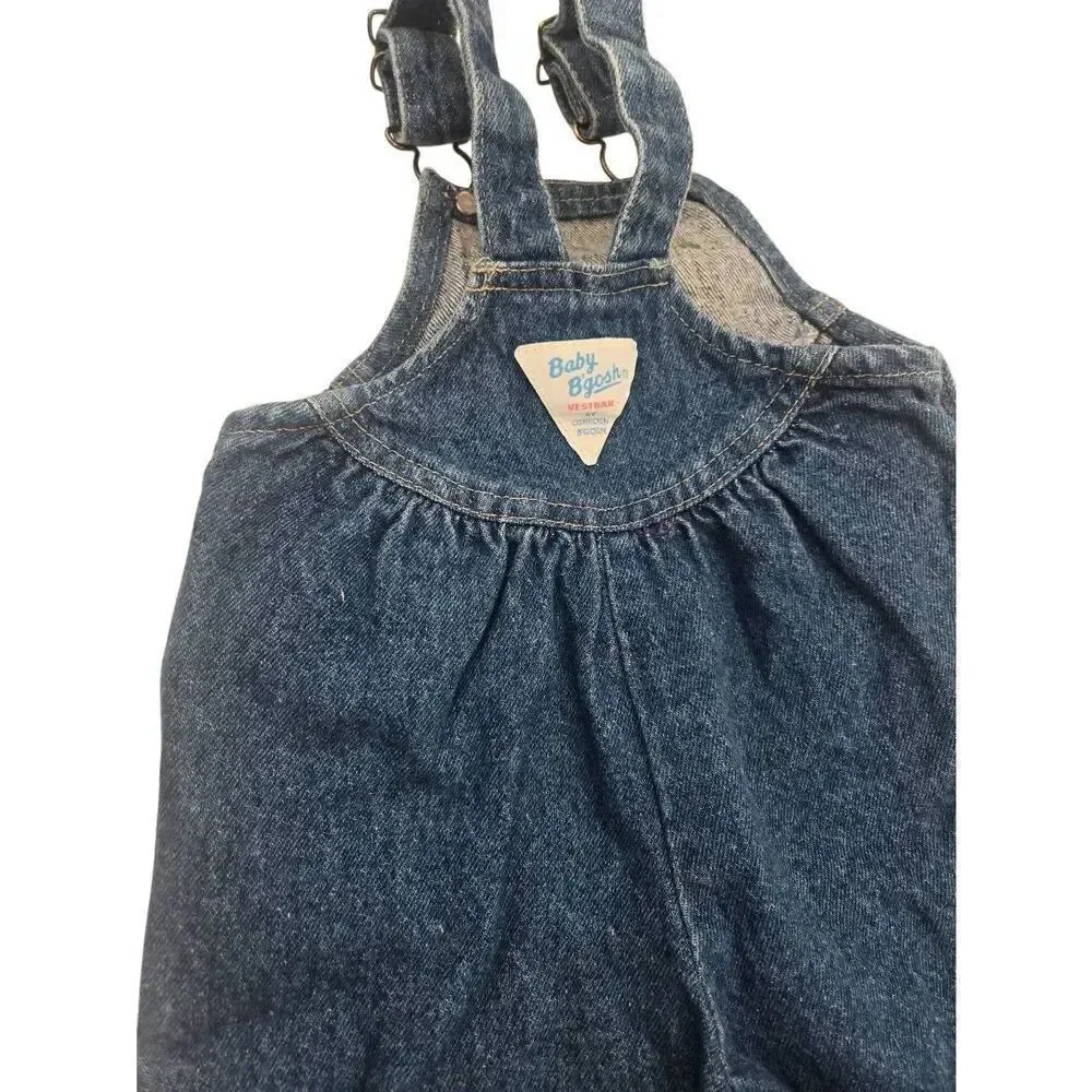 Vintage OshKosh B'Gosh Overalls Denim Pink Logo Size 12 Months